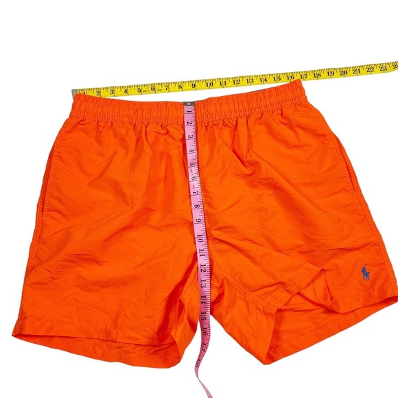 Polo Ralph Lauren Lined Swim Trunks Men XL Orange w Blue Pony Drawstring EUC!! - Picture 11 of 12